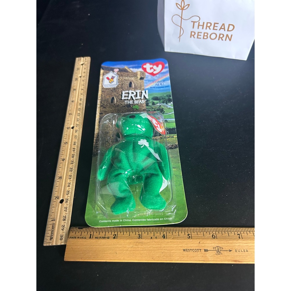 Ty Beanie Baby Erin the Bear 1997 St Patrick's Day Green Plush Toy NWT